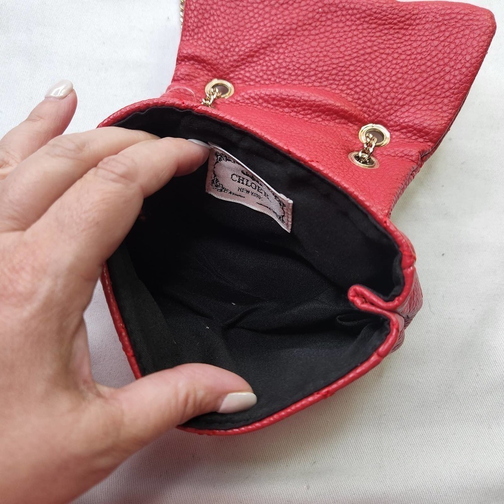 Chloe K New York Emma Mini Bag Red Gold Quilted Bag - Picture 4 of 6
